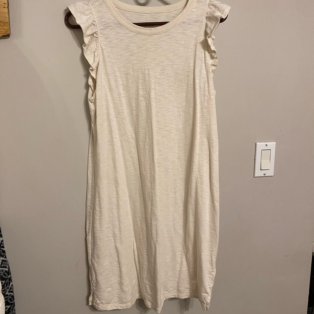 Cream Ruffle Sleeve Dress
